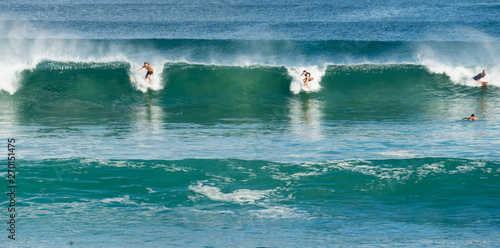 Bali ocean waves on surf spot Dreamland. Indonesia blue ocean resort