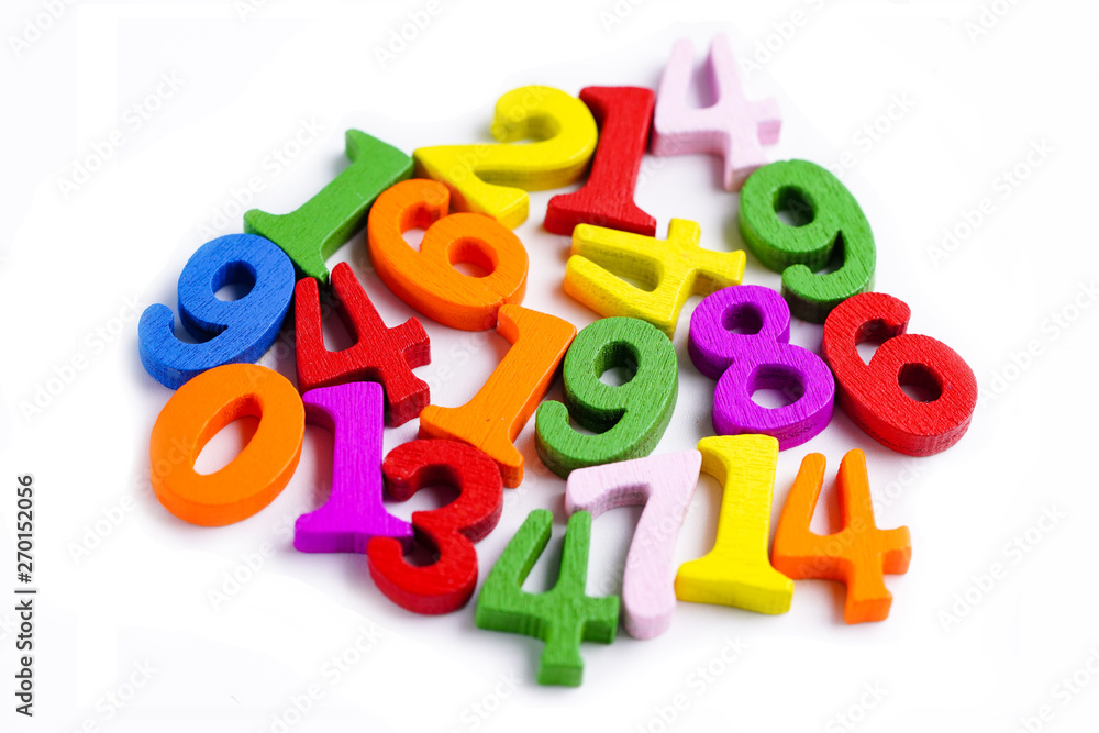 Math Number colorful on white background : Education study mathematics learning teach concept. Math Number colorful on white background : Education study mathematics learning teach concept.