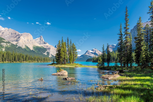 Spirit Island in Maligne Lake, Jasper National Park, Alberta, Canada.