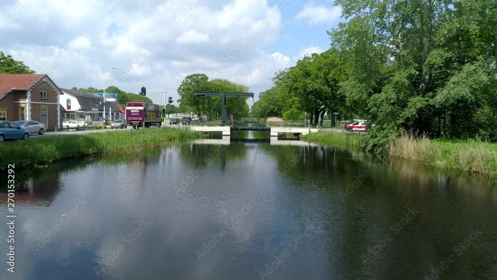 Aerial Drone Kanaal Zuid Apeldoorn, Woudwegbrug, South Canal, Gelderland Netherlands. LOW FLY UP SHOT Aerial Drone Kanaal Zuid Apeldoorn, Woudwegbrug, South Canal, Gelderland Netherlands. LOW FLY UP SHOT