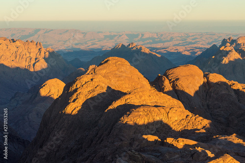 Amazing Sunrise at Sinai Mountain, Mount Moses with a Bedouin, Beautiful view from the mountain 