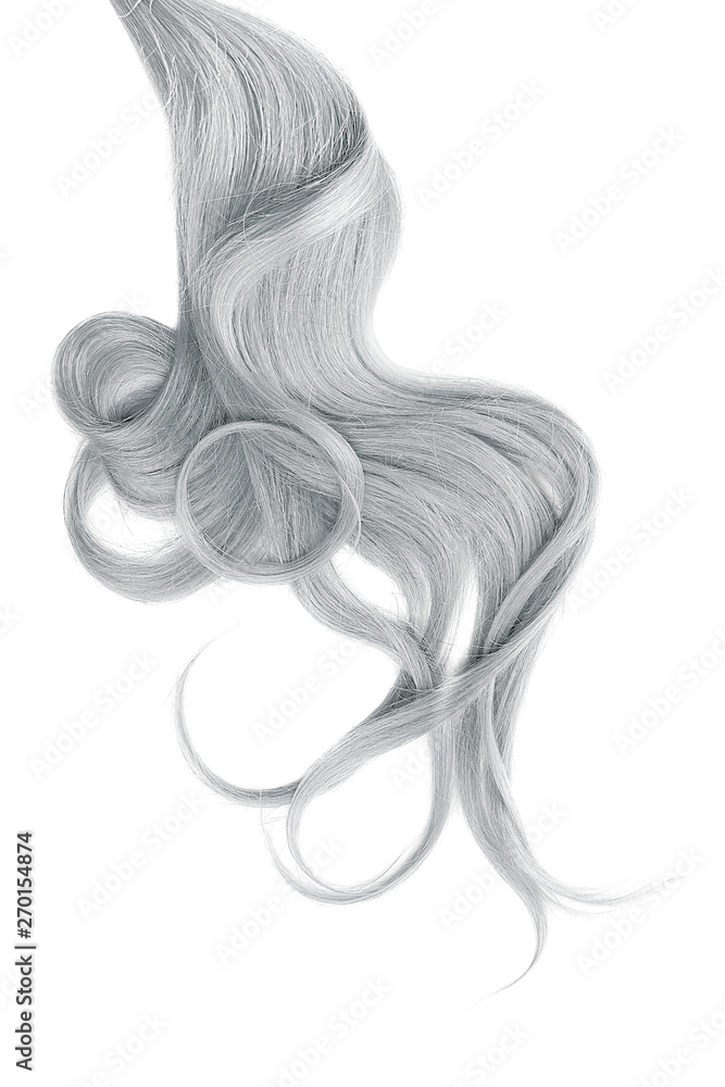 Curly gray hair isolated on white background. Circle shaped Curly gray hair isolated on white background. Circle shaped