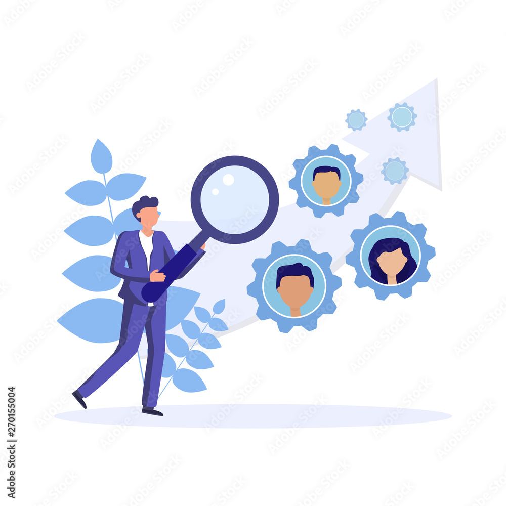 HR analytics. Performance review of employee in the company. Human Resource department concept vector illustration. HR analytics. Performance review of employee in the company. Human Resource department concept vector illustration.