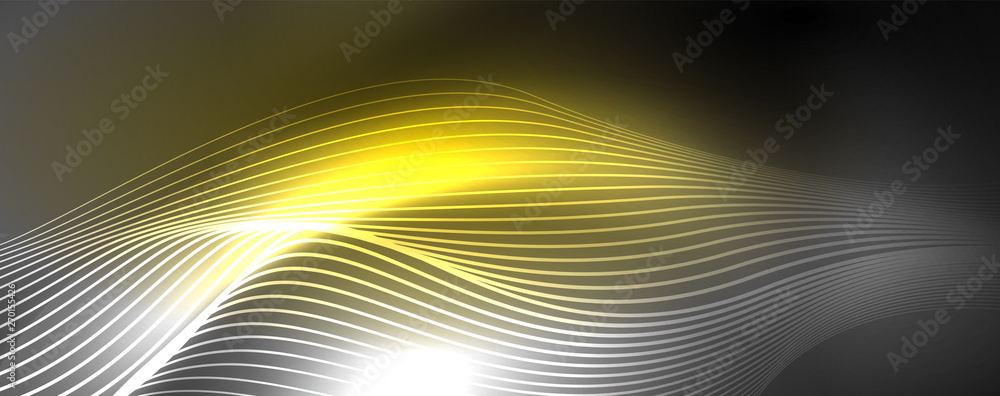 Neon vector wave lines abstract background, magic futuristic techno design Neon vector wave lines abstract background, magic futuristic techno design