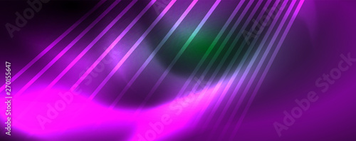 Vector neon light lines concept, abstract background
