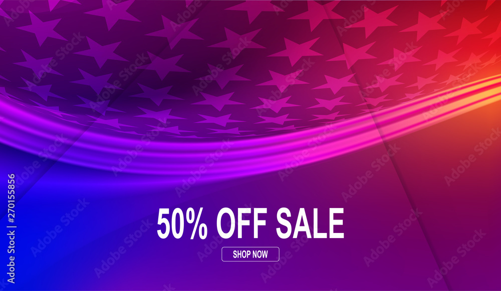 Obraz premium Abstract blue with red background with a set of stars and light stripes