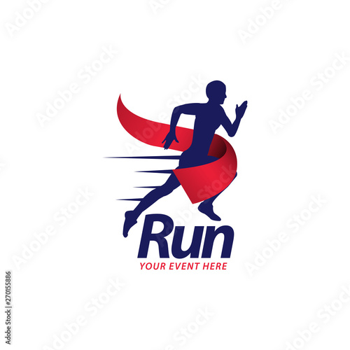 Run logo concept vector template. design for event, advertising, greeting cards or print.