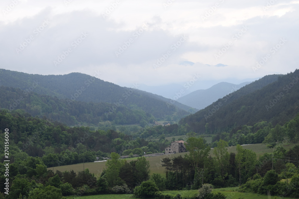 Mountain landscape and detached house. Mountain landscape and detached house.