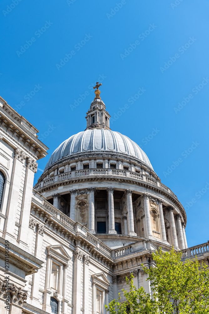 Low angle view of the Dome of St Paul Cathedral