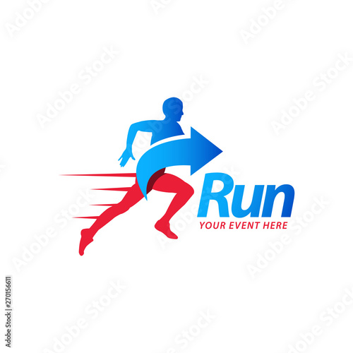 Run logo concept vector template. design for event, advertising, greeting cards or print.
