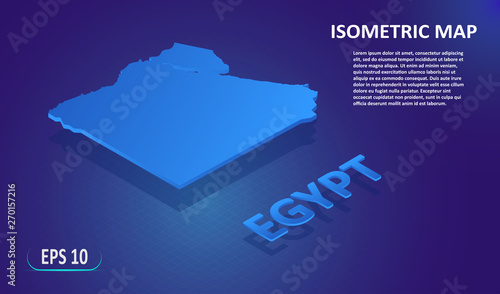 Isometric map of the EGYPT. Stylized flat map of the country on blue background. Modern isometric 3d location map with place for text or description. 3D concept for infographic. EPS 10