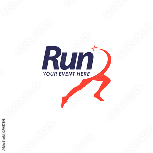 Run logo concept vector template. design for event, advertising, greeting cards or print.