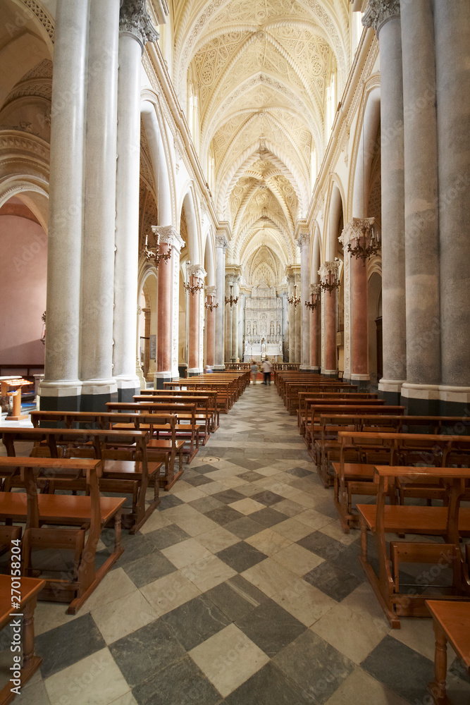 Roman Catholic church interior. Erice, Sicily, Italy