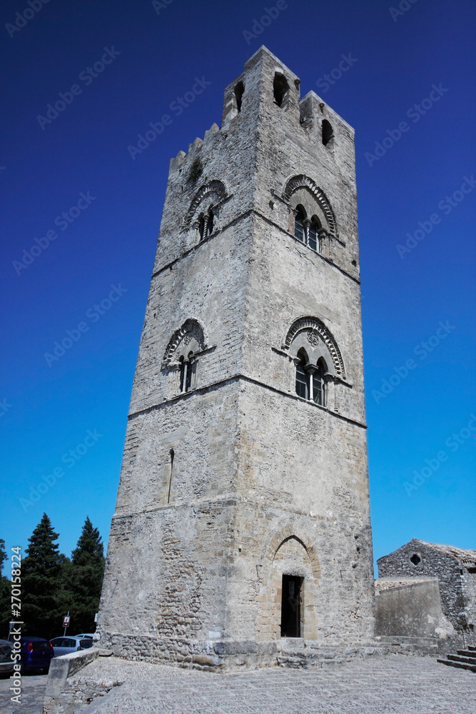 Bell Tower of Cathedral in Erice. Sicily, Italy