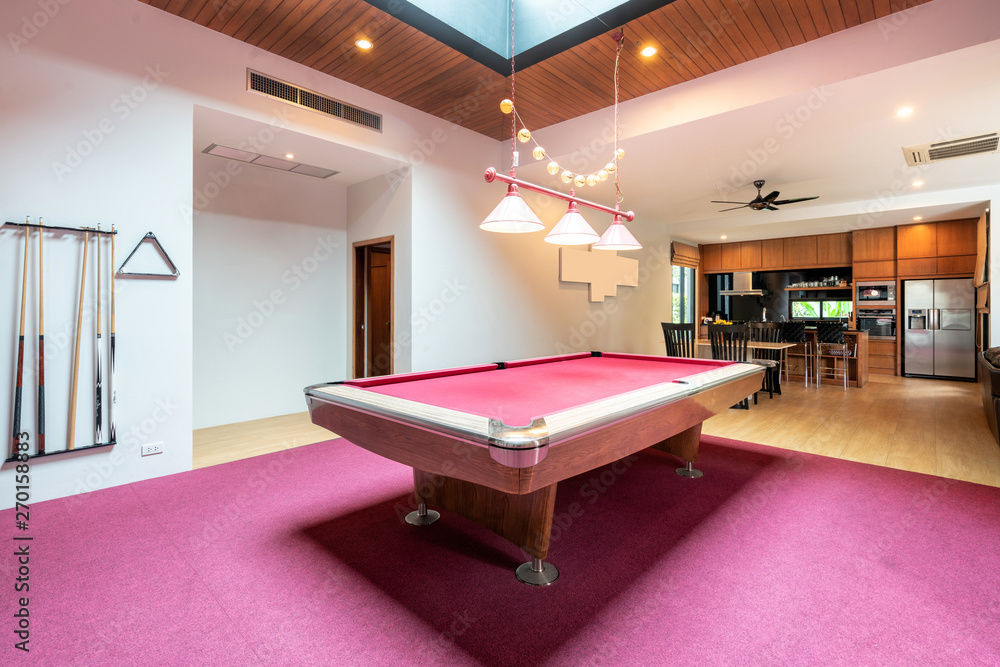 interior design living room with pink snooker table in the house interior design living room with pink snooker table in the house