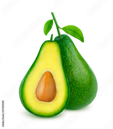 Avocado isolated on white background with clipping path