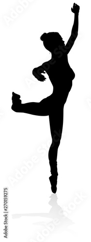 Ballet dancer woman in silhouette dancing in posed position
