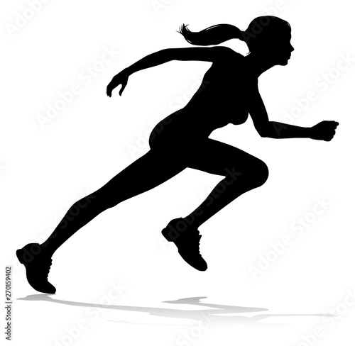 Silhouette runner in a race track and field event