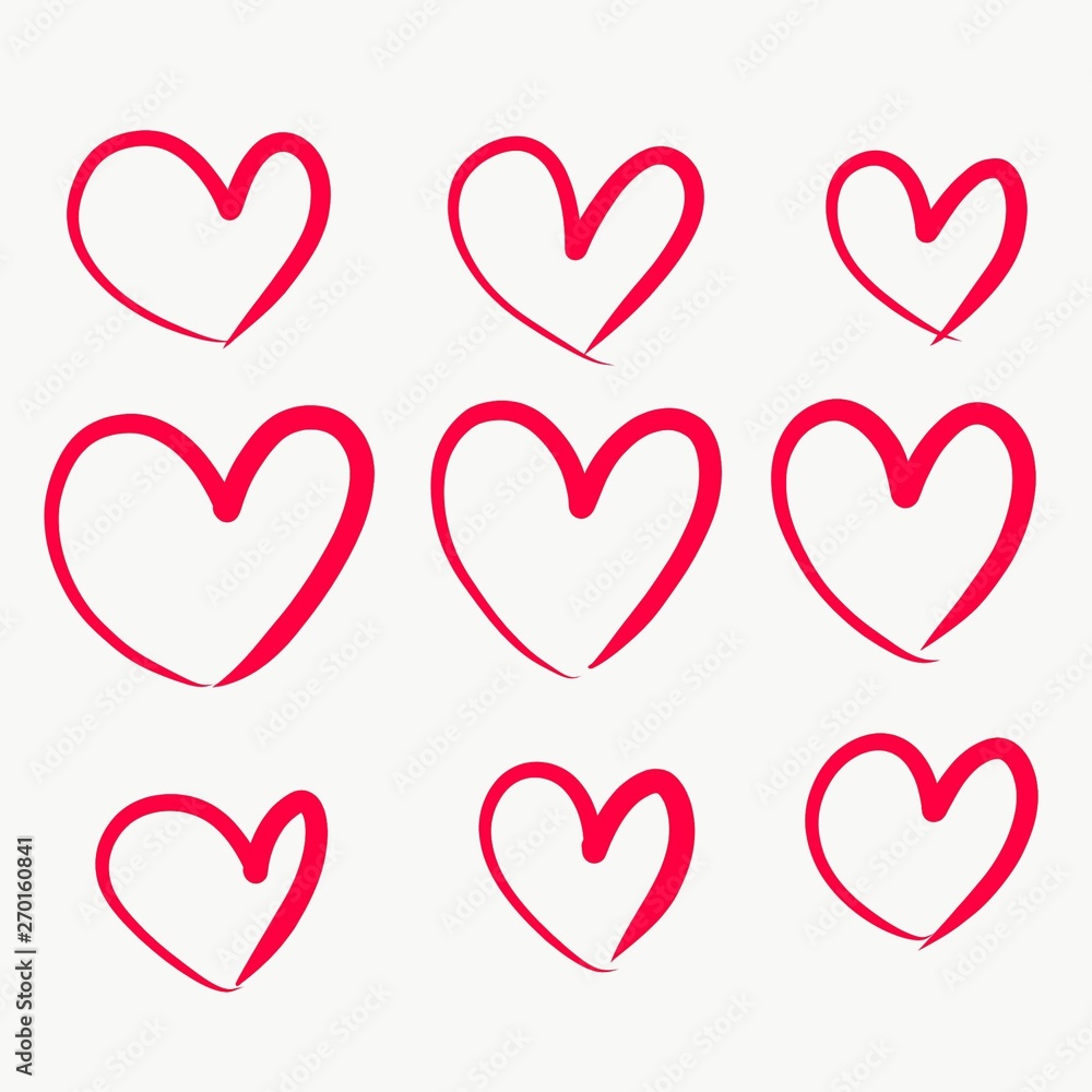Hand drawn Colorful Hearts Element illustration on White Background Hand drawn Colorful Hearts Element illustration on White Background