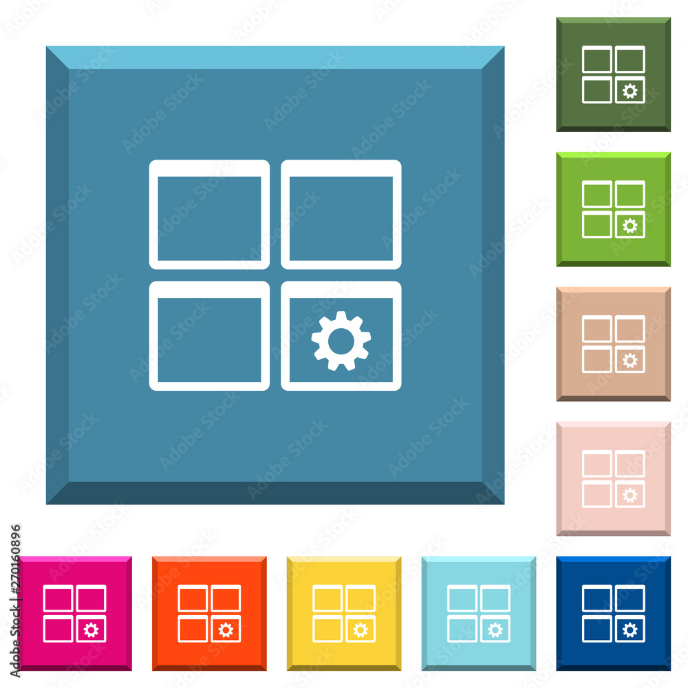 Dashboard settings white icons on edged square buttons Dashboard settings white icons on edged square buttons