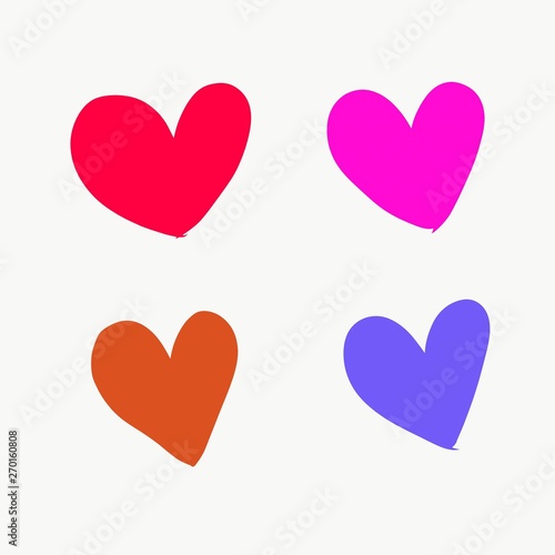 Hand drawn Colorful Hearts Element illustration on White Background