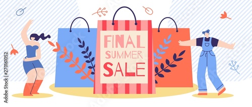 Flat Banner Advertising Final Summer Sale Cartoon.