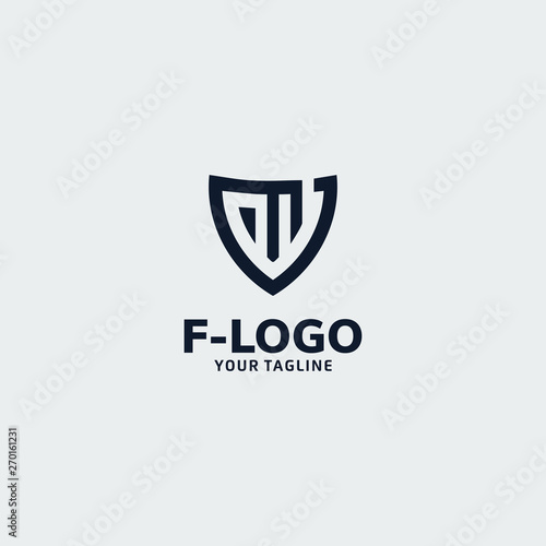 Letter F Logo with Shield Shape on Grey Background Free Download Letter F Logo with Shield Shape on Grey Background - GFXLoad