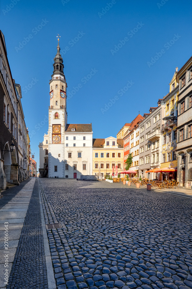 Fototapeta premium Goerlitz, Germany, historical houses and church on main square