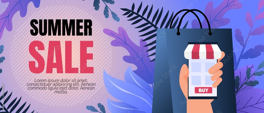Naklejka premium Vector Illustration is Written Summer Sale Buy.