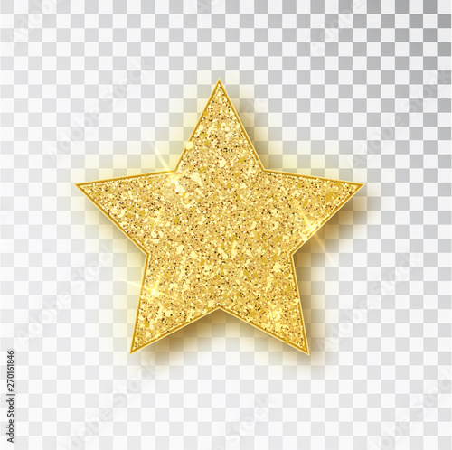 Gold glitter vector star. Golden sparkle luxury design element. Vector particles.