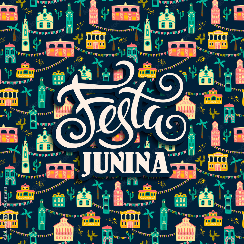 Latin American holiday, the June party of Brazil. Festa Junina. Vector illustration.