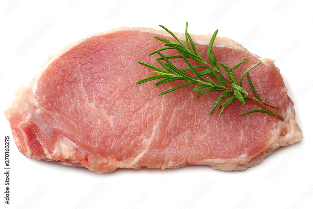 Raw pork meat isolated on white background