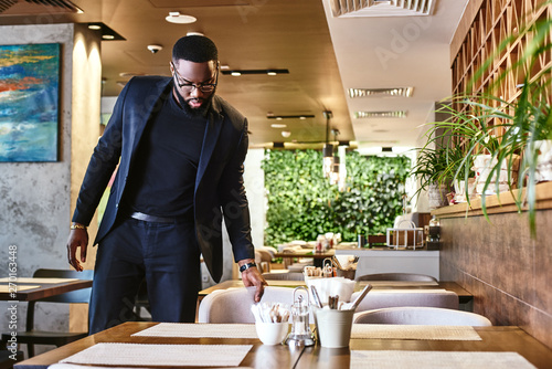 Taking a break can lead to breakthroughs. Businessman came into the restaurant for lunch