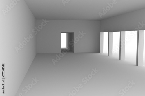 Empty Room Interior, 3d Render Illustration