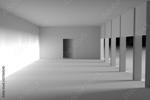 Empty Room Interior, 3d Render Illustration