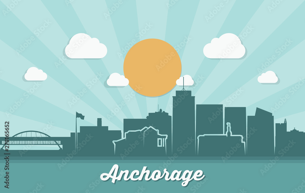 Anchorage skyline - United States of America - USA - Alaska - vector illustration - Vector