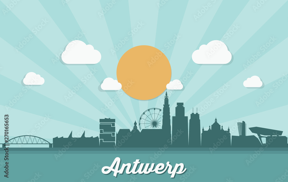 Antwerp skyline - Belgium - vector illustration - Vector