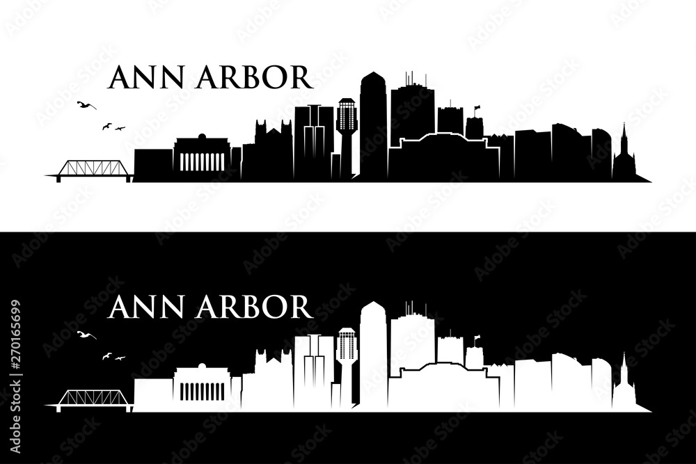 Ann Arbor skyline - Michigan, United States of America, USA - vector illustration - Vector