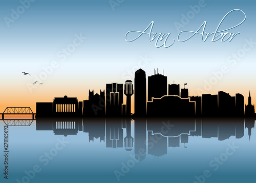 Ann Arbor skyline - Michigan, United States of America, USA - vector illustration - Vector