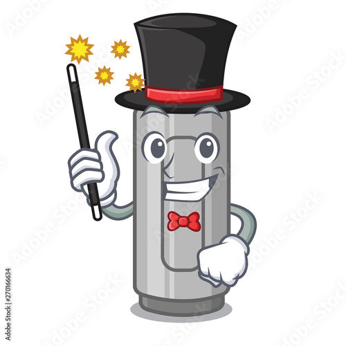 Magician grey crayon in a bag cartoon