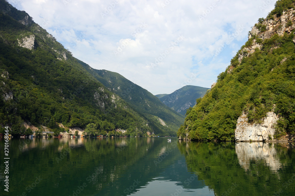 Drina river canyon in summer landscape