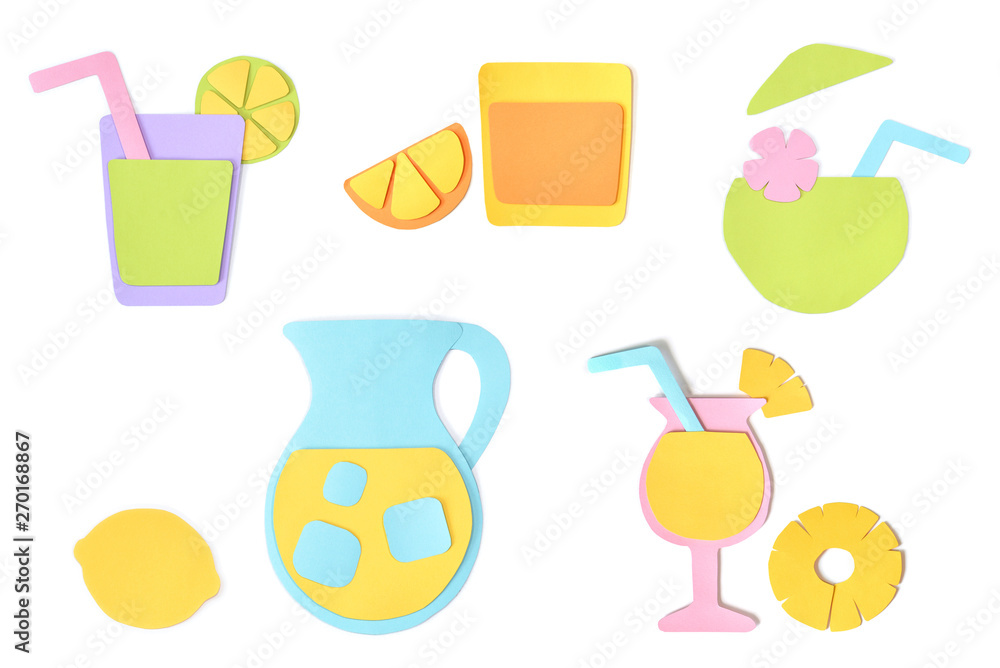 Summer juice paper cut on white background - isolated Summer juice paper cut on white background - isolated