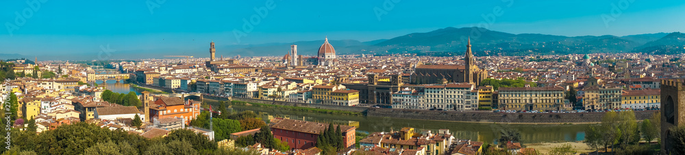 Florence, Tuscany / Italy: Panoramic view of the city as seen from the Piazza Michelangelo