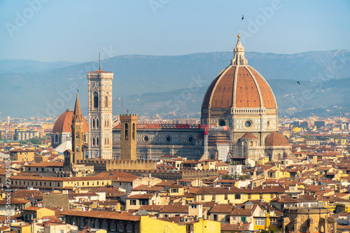 Florence, Tuscany / Italy: Santa Maria del Fiore Cathedral as seen from Piazza Michelangelo. Close-up