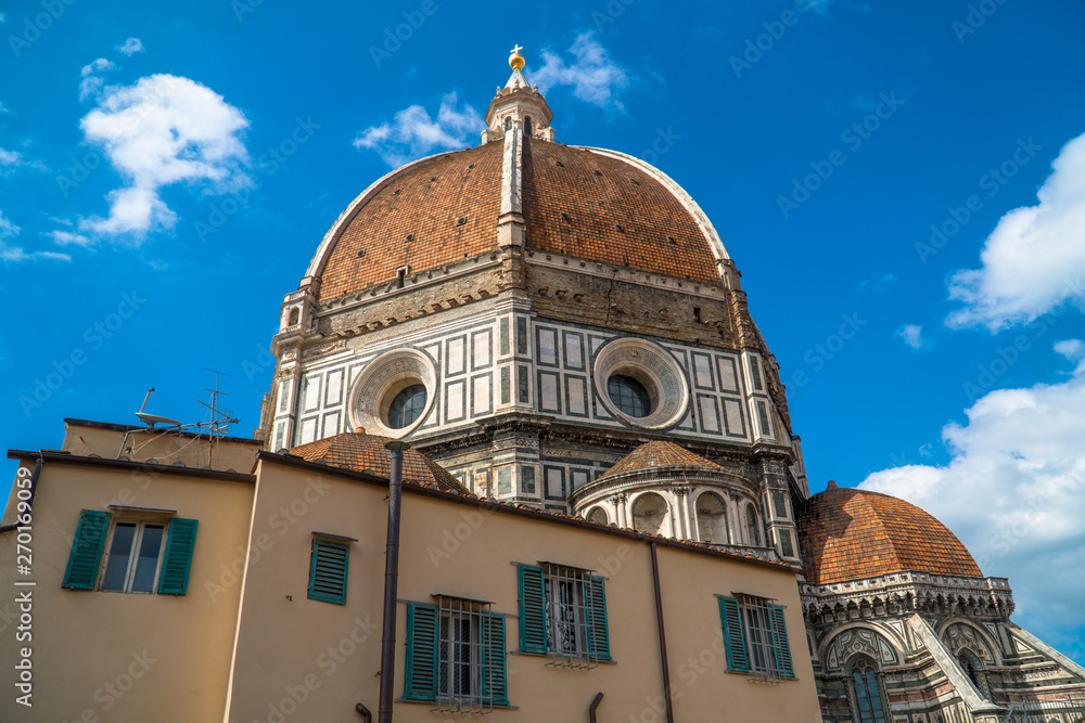 Florence, Tuscany / Italy: Santa Maria del Fiore Dome seen from the terrace of Museo dell'Opera