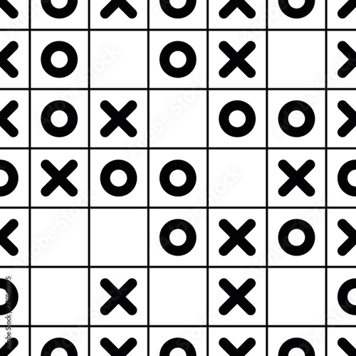 Tic tac toe pattern. Vector illustration of tic tac toe seamless pattern. Noughts and crosses background.