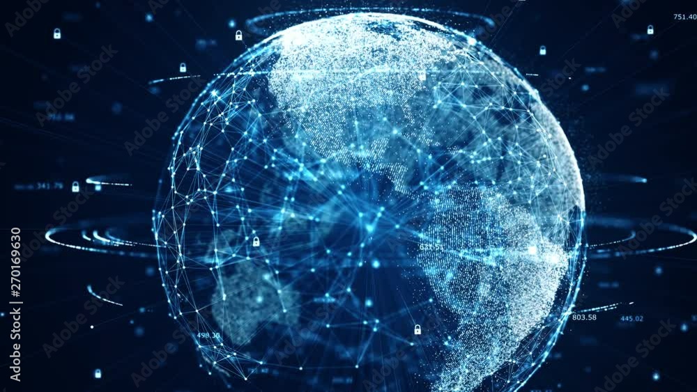 Cyber security and global communication concept.