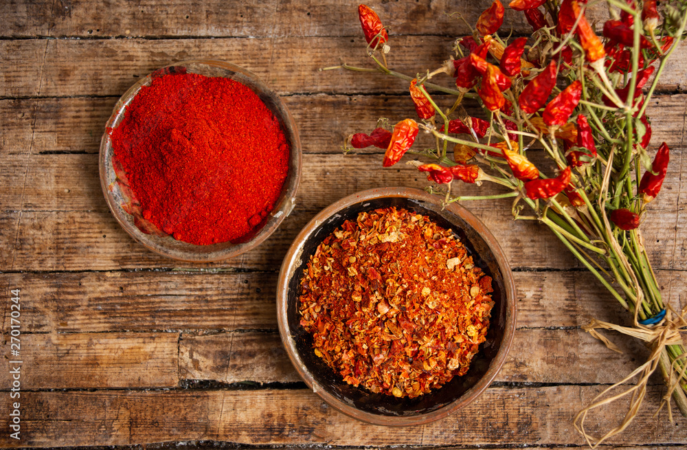 Fotografie Grounded red pepper in a bowl