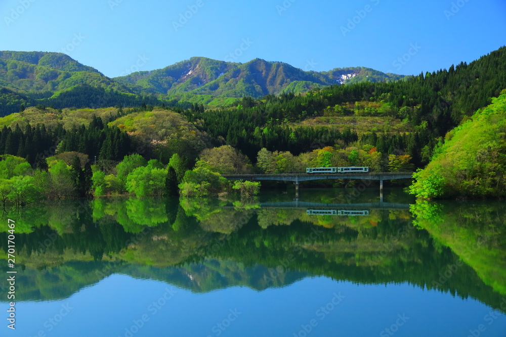 新緑の錦秋湖 新緑の錦秋湖