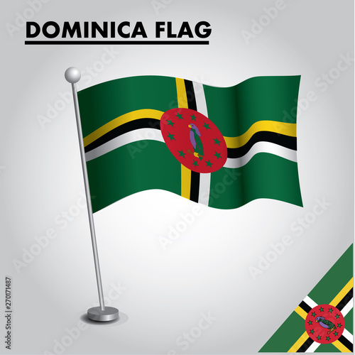 DOMINICA flag icon. National flag of DOMINICA on a pole